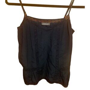 Repeat Women's Black 100% Silk Camisole With Lace Trim Size‎ 38